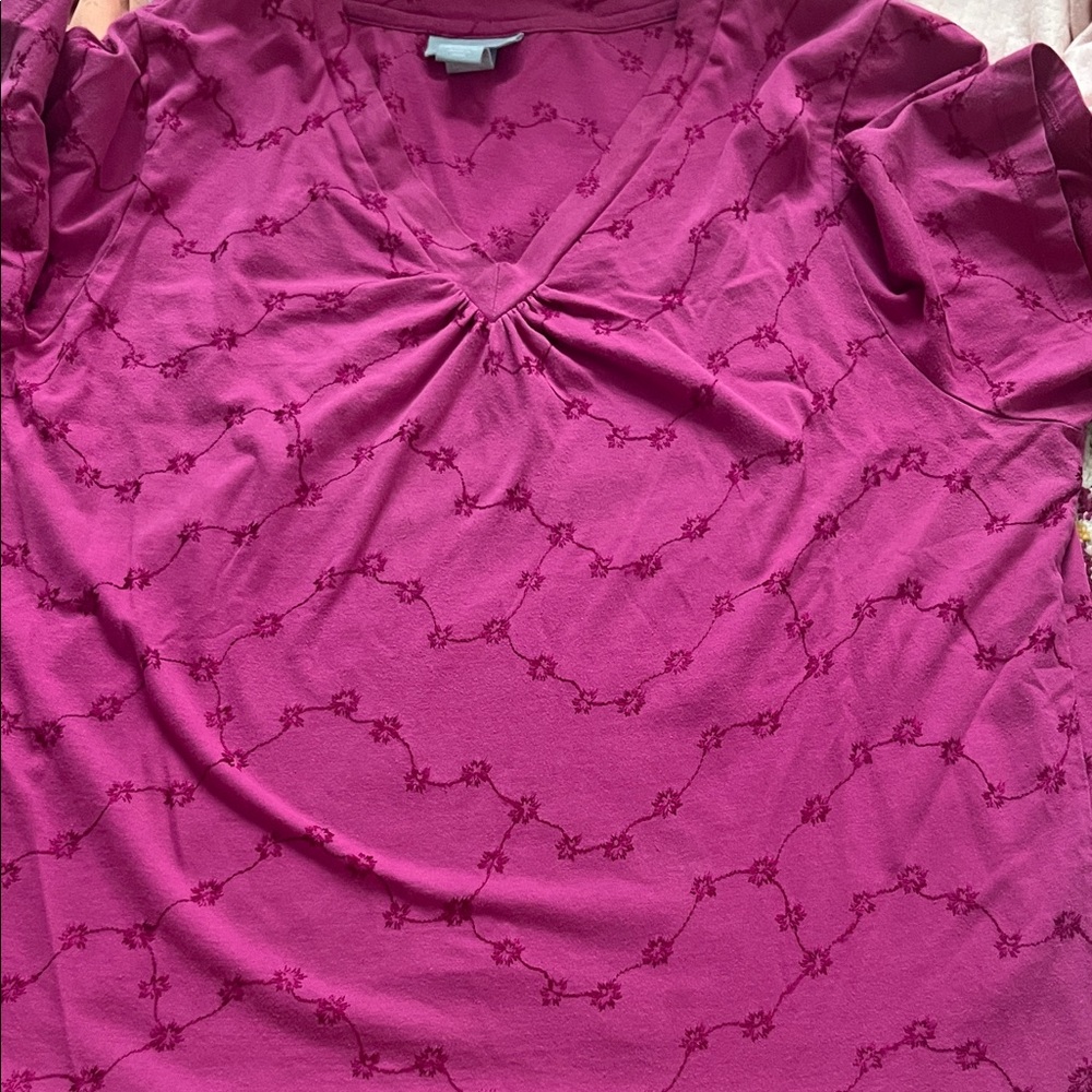 Liz & Me Magenta Floral Blouse